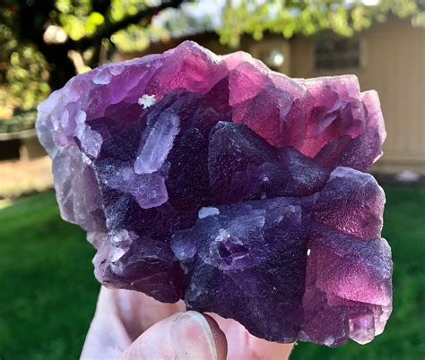 870g Big Violet Purple Fluorite Crystal Cluster Mineral Display Specimen