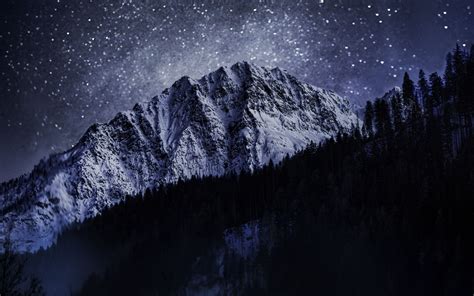 Download Wallpaper 3840x2400 Ice Mountain Snow Forest Night Winter