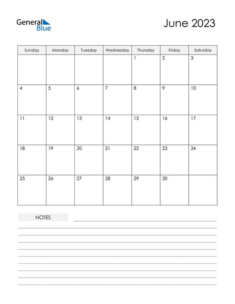 Blank Calendar Template June 2023 Printable Pdf Blank Printable