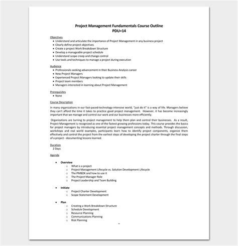 A course can provide a focused study on a topic along with some flexibility concerning attendance and completion. Course Outline Template - 10+ Samples For Word & PDF Format
