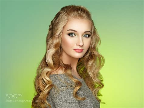Blonde Girl With Long And Shiny Curly Hair By Heckmannoleg