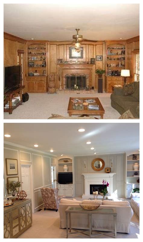 Living Room Before And After Paneling Painted Updated House