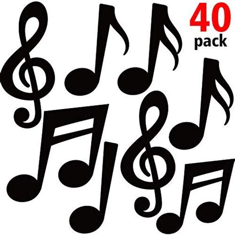40 Pieces Music Notes Cutouts Musical Notes Silhouette Fo
