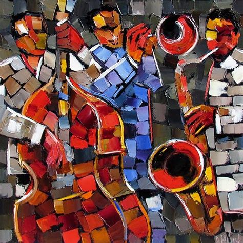 Abstract Jazz Painting Music Art Bass Trumpet Saxophone Paintings