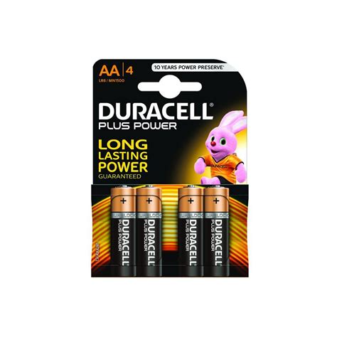 Duracell Plus Power Aa Alkaline Battery 4 Pack