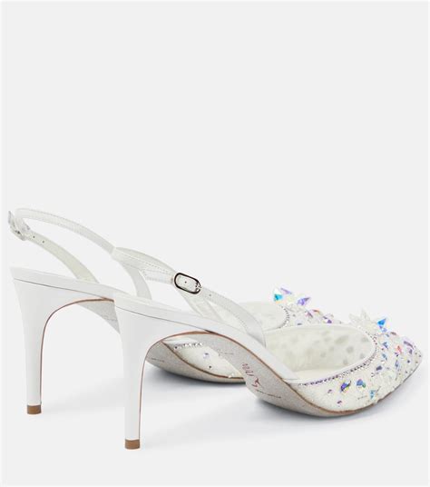 Cinderella 75 Embellished Slingback Pumps In White Rene Caovilla