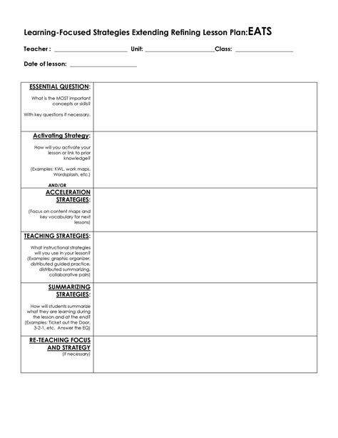 Typical Esl Lesson Ideas Types Of Lesson Plan Templates Images