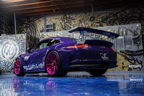 Ultraviolet Purple Porsche 911 Gt3 Rs Upgraded With Pink Adv1 Wheels