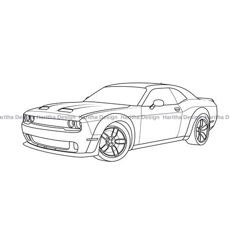 Printable Coloring Pages Of A Dodge Hellcat Challenger Emilyteweber