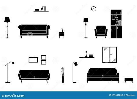 Room Silhouette Furniture Vector Illustration