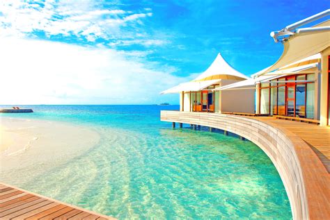 Download Pool Ocean Tropical Luxury Bungalow Man Made Resort Hd Wallpaper