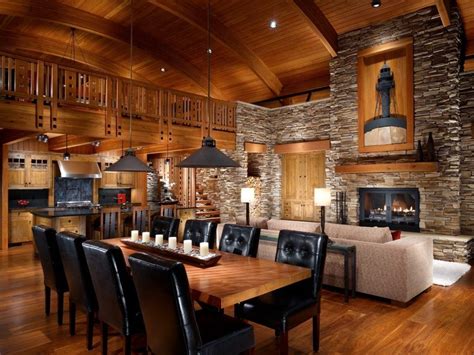 Pin By Michael On Modern Cabin Interiors Rustic Dining Room Cabin