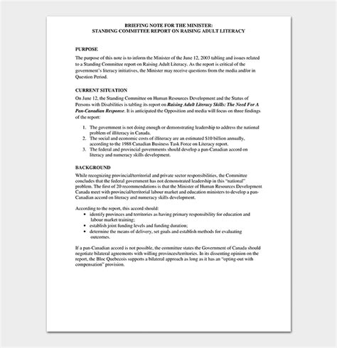 Template For Briefing Paper Research Briefing Paper Template Briefing