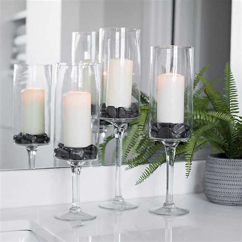 Glass Stem Hurricanes Set Of 3 Kirklands Candle Table Centerpieces