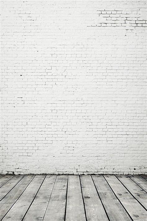 5x65ft Retro Brick White Photography Backdrops Wood Floor
