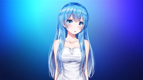 Chica Anime Azul Fondo De Pantalla 4k Hd Id4571