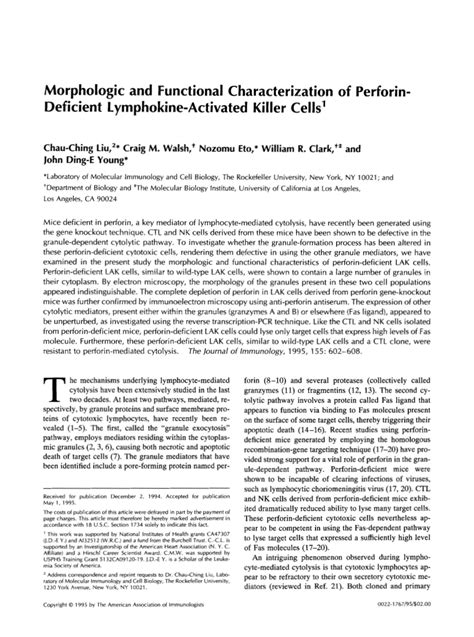 Pdf Morphologic And Functional Characterization Of Perforin Deficient