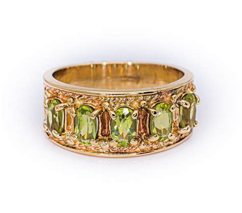 K Yellow Ring With Green Citrine Gemstones Size