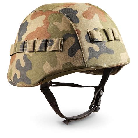 Nato Military Surplus Woodland Camo Helmet With Kevlar Used 231190