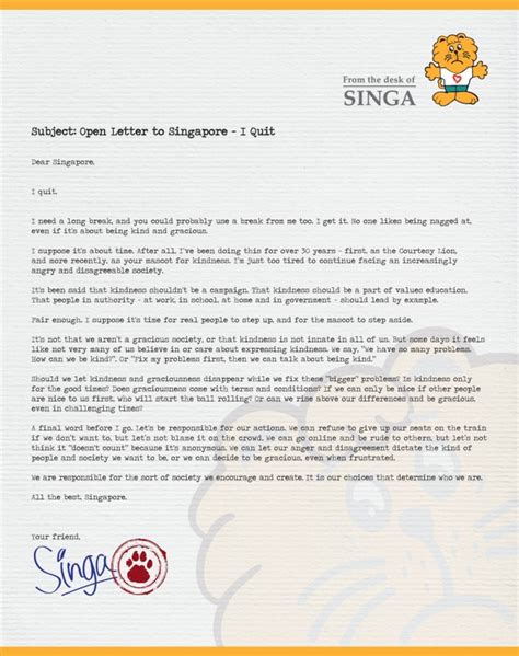 You may want to work for the company again at some stage, or you could cross paths professionally with your current boss further down the track. How To's Wiki 88: how to write a resignation letter singapore