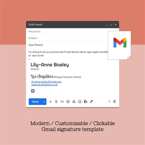 Gmail Signature Template Modern Customisable Clickable Etsy