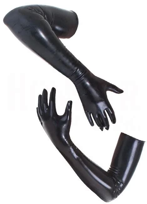 Latex Gloves Shoulder Length Skin Tight Long Gloves Mitts Seamless Anatomical Fetish Glove In