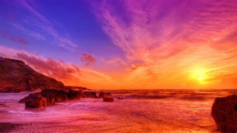 1920x1080 Beach Ocean Nature Sunset Clouds Coolwallpapersme