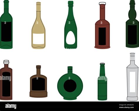 Vector Set Of Alcohol Bottles Stock Vector Image And Art Alamy