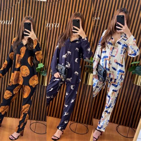 Jual Daily Set Baju Tidur Pajamas One Set Setelan Rayon Viscose Tie Dye Motif Shopee Indonesia