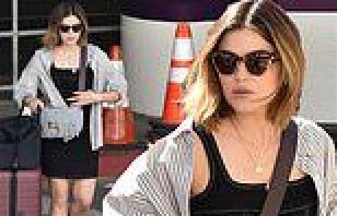 Lucy Hale Shows Off Her Toned Legs In A Black Minidress As She Prepares