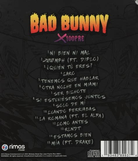 Bad Bunny X 100pre Disco Cd Nuevo 15 Canciones Mercado Libre