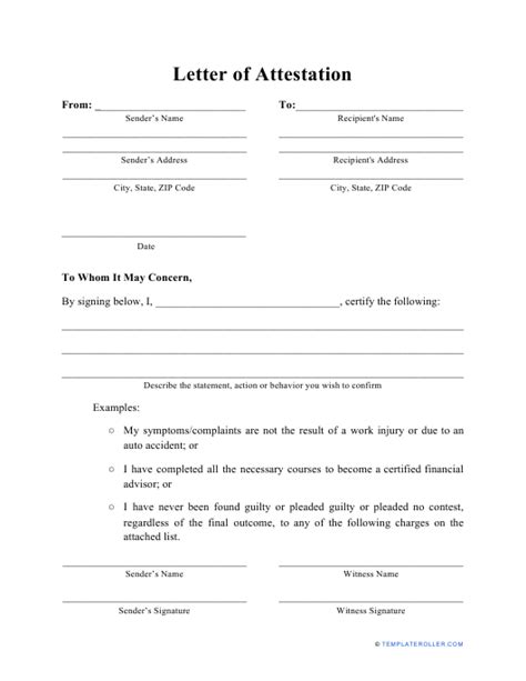 Firm letterhead date finra district office address re: Letter of Attestation Template Download Printable PDF ...