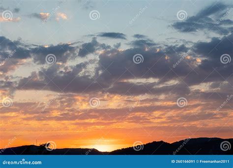 Golden Twilight In The Sky With Clouds Copy Space Stock Image Image