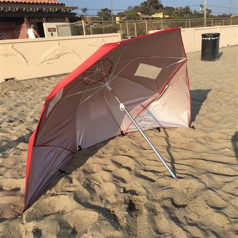 New Apontus Portable Beach Weather Shelter Umbrella Sand Sun Shade