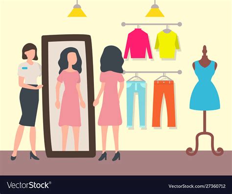 Fashion Shop Or Store Customer And Assistant Vector Image