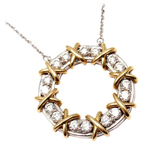 Tiffany And Co Schlumberger Sixteen Stone Diamond Gold Platinum Necklace At 1stdibs