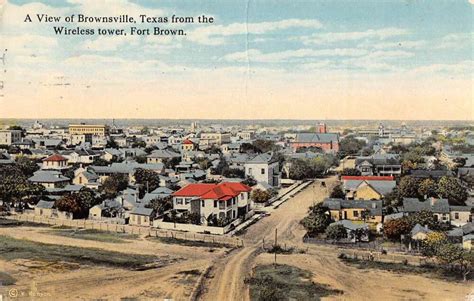 Brownsville Texas View From Wireless Tower Fort Brown Vintage Postcard