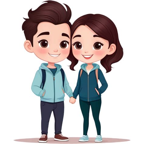Cute Couple Cartoon Character Ai Generative 32477265 Png