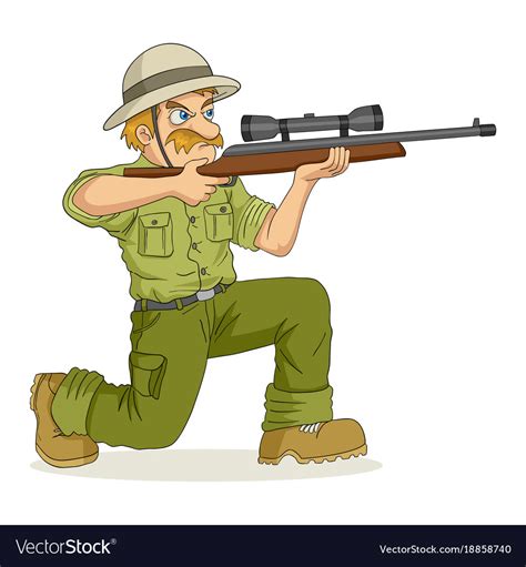 Cartoon Of A Hunter Aiming A Rifle Royalty Free Vector Image