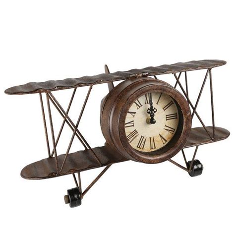 Vintage Propeller Airplane Desk Clock