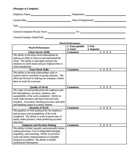 Employee Review Forms To Download Sample Templates