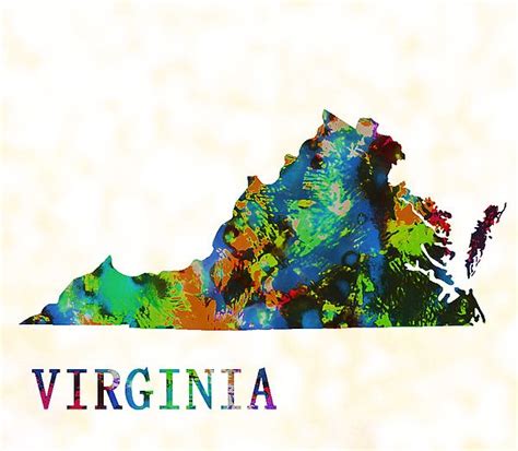 Virginia State Map Color By Enki Art State Map Map Virginia
