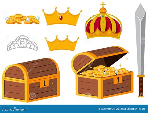 Treasure Chests Isometric Cartoon Set Collection Of Wooden Open Boxes