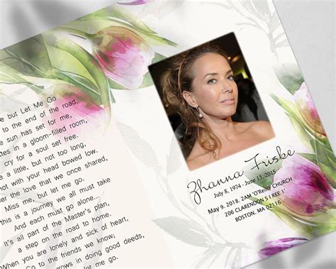 Pink Tulips Funeral Program Template Celebration Of Life Etsy