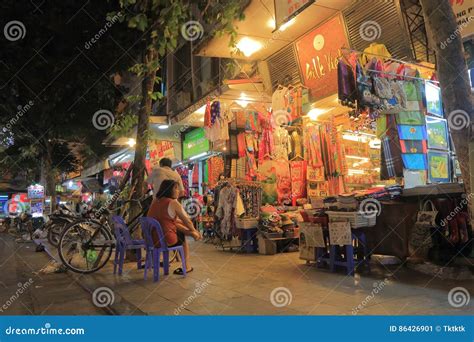 Hang Gai Silk Einkaufsstraße Hanoi Vietnam Redaktionelles Foto Bild