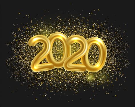 Frohes Neues 2020 Jahr Feiertagsvektorillustration Von Goldenen