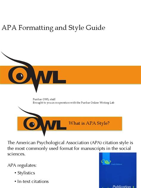 Apa Formatting And Style Guide Purdue Owl Staff Brought To You In