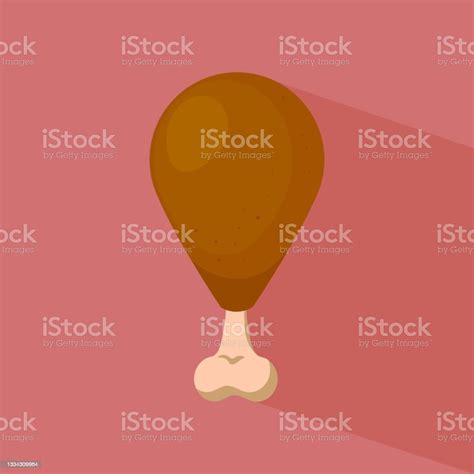 Roasted Fried Chicken Leg Isolated On Red Background And Throws Away