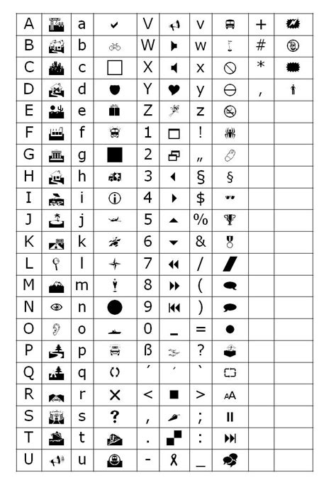 Webdings Font Symbols
