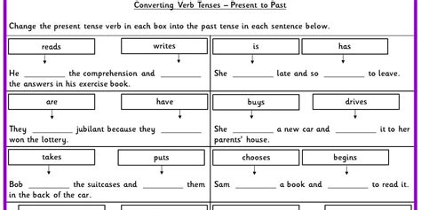 irregular  tense verbs ks converting verb tenses